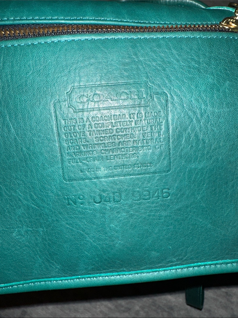 Coach Dark Green Pebble Leather Drawstring Crossbody - Picture 5 of 10